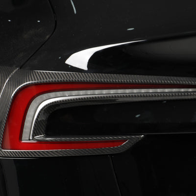 2PCs Dry Gloss Carbon Fiber Tail Light Surrounds Set for Tesla Model 3 2024 Highland - PimpMyEV