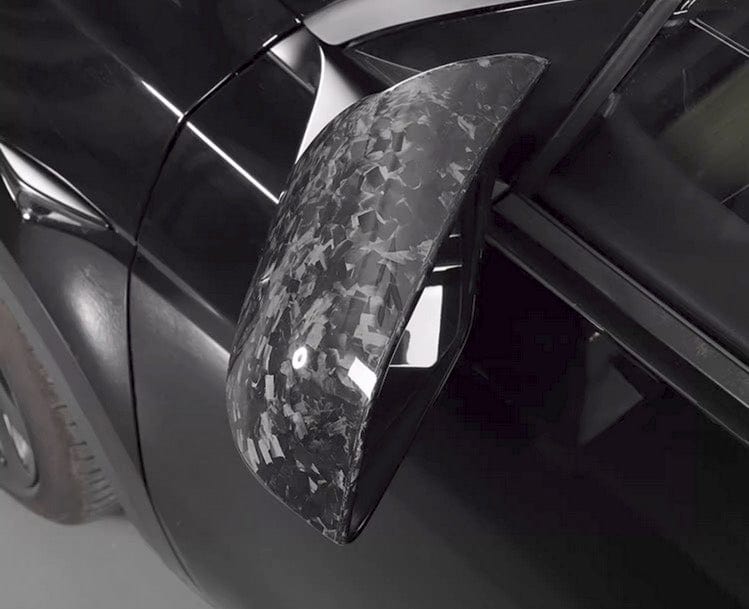 2pcs Genuine Gloss Forged Carbon Fiber BMW M Performance Style Side Mirror Covers Set for Tesla Model Y 2020-2023 - PimpMyEV