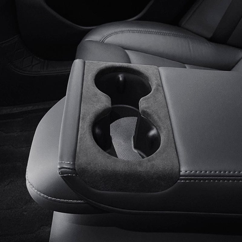 Alcantara Backseat Armrest Cup Holder Overlay Cover for Tesla Model 3 ...