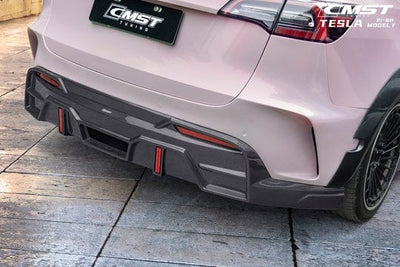 CMST Genuine Carbon Fiber Diffuser V4 With Tow Hook Access For Tesla Model Y 2020-2023 - PimpMyEV