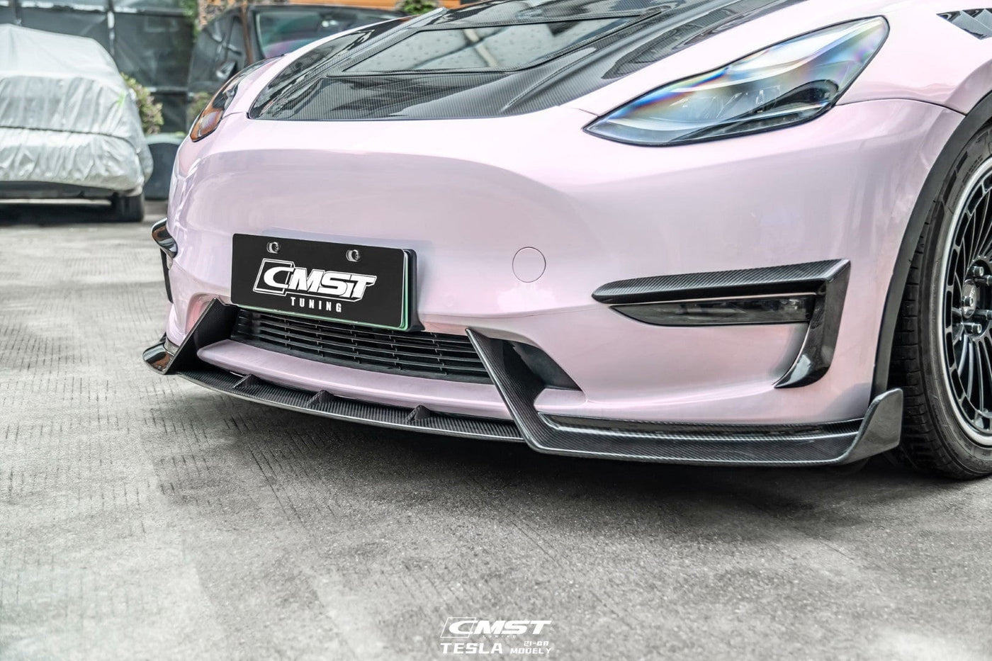 CMST Genuine Carbon Fiber Front Lip V4 For Tesla Model Y 2020-2023 - PimpMyEV