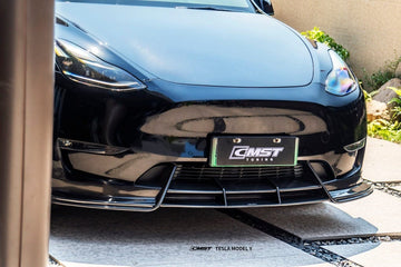 CMST Genuine Carbon Fiber & FRP Front Lip for Tesla Model Y AWD Performance/RWD Long Range 2020+ - PimpMyEV