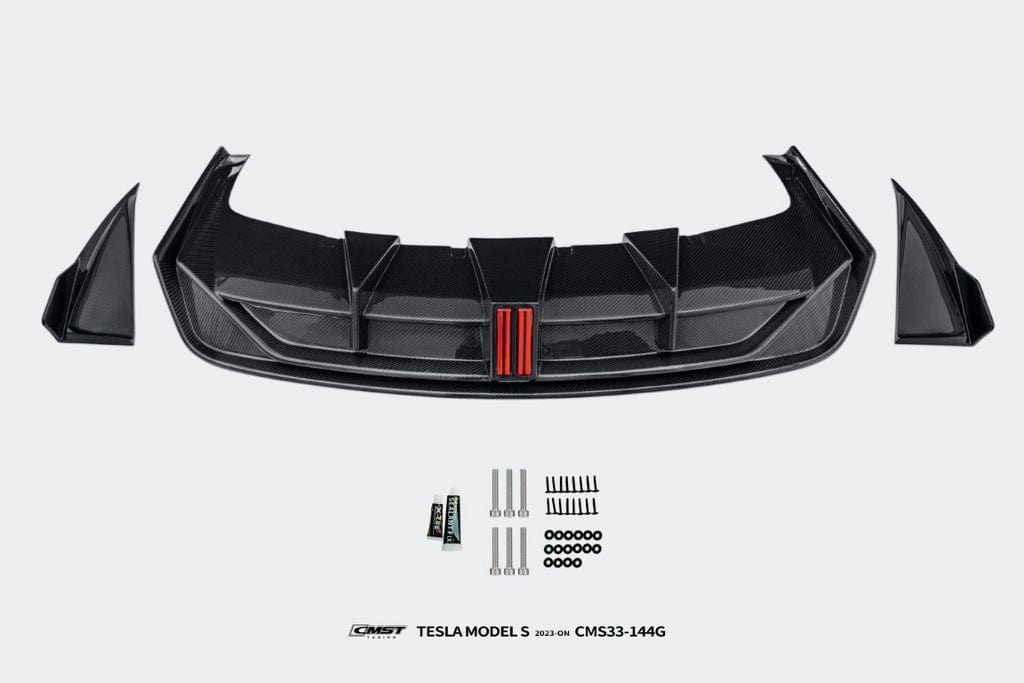 CMST Genuine Carbon Fiber & FRP Rear Diffuser & Canards for Tesla Model S 3rd Gen late 2021+