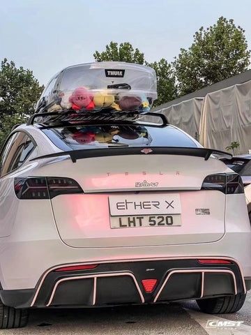 CMST Genuine Carbon Fiber & FRP Rear Spoiler V2 for Tesla Model Y AWD Performance 2020+ - PimpMyEV