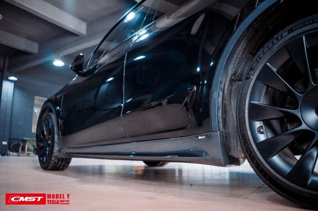 CMST Genuine Carbon Fiber & FRP Side Skirts V1 for Tesla Model Y AWD Performance/RWD Long Range 2020+ - PimpMyEV