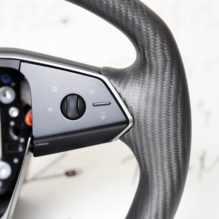 Carbon Fiber Steering Wheel Trim For Tesla Cybertruck 2024-2025+ & Cyberbeast - Glossy Cover For Voice Control Buttons