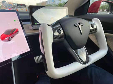 Custom Dry Carbon Fiber Yoke Steering Wheel Replacement for Model 3 & Model Y - PimpMyEV
