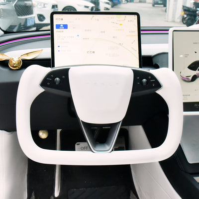 Custom Dry Carbon Fiber YOKE Steering Wheel Replacement for Tesla Model 3 2024 Highland - PimpMyEV