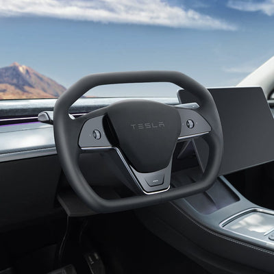 Cybertruck Inspired Black Yoke Steering Wheel Replacement for Tesla Model 3 / Y 2017-2024