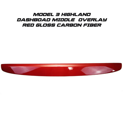 Real Molded RED Carbon Fiber Dashboard Air Vent Overlay Kit For Tesla Model 3 2023-2024 Highland