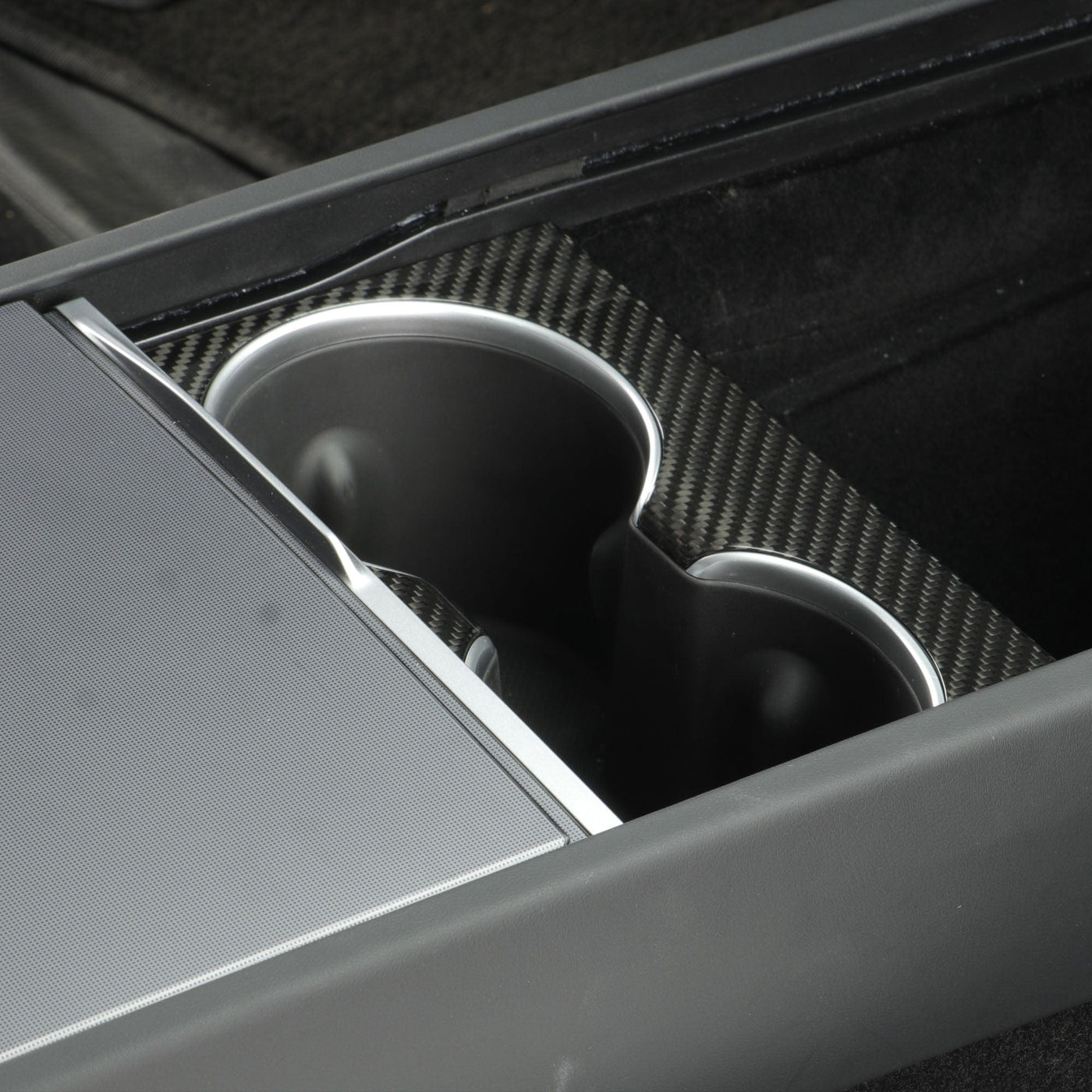Dry Gloss Carbon Fiber Front Cup Holder Cover for Tesla Model 3 2024 Highland - PimpMyEV