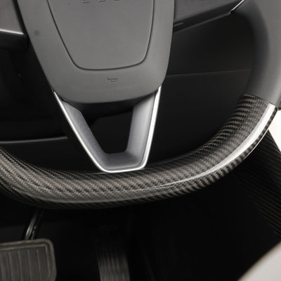 Dry Gloss Carbon Fiber Lower Steering Wheel Cover for Tesla Model 3 2024 Highland - PimpMyEV