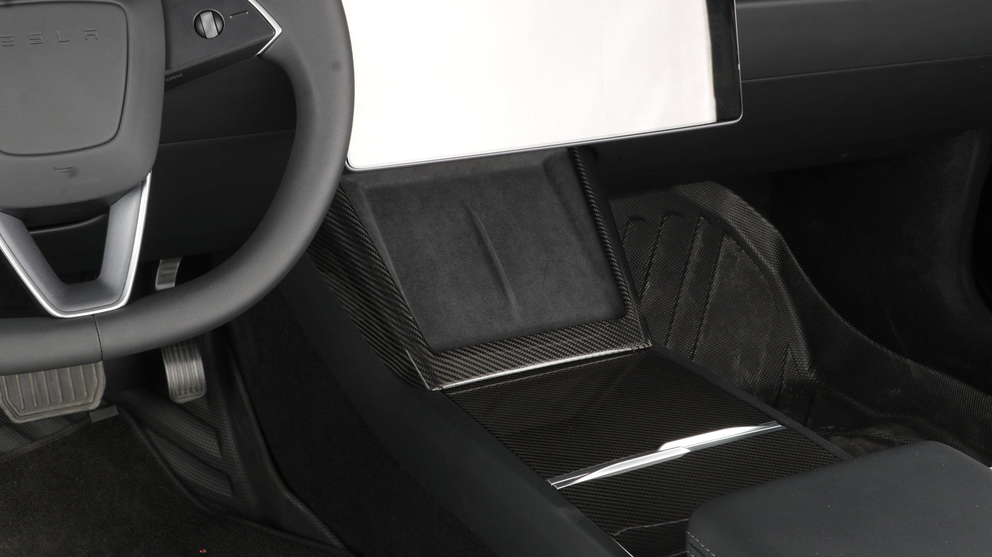 Dry Gloss Carbon Fiber Mobile Charger Surround Trim for Tesla Model 3 2024 Highland - PimpMyEV