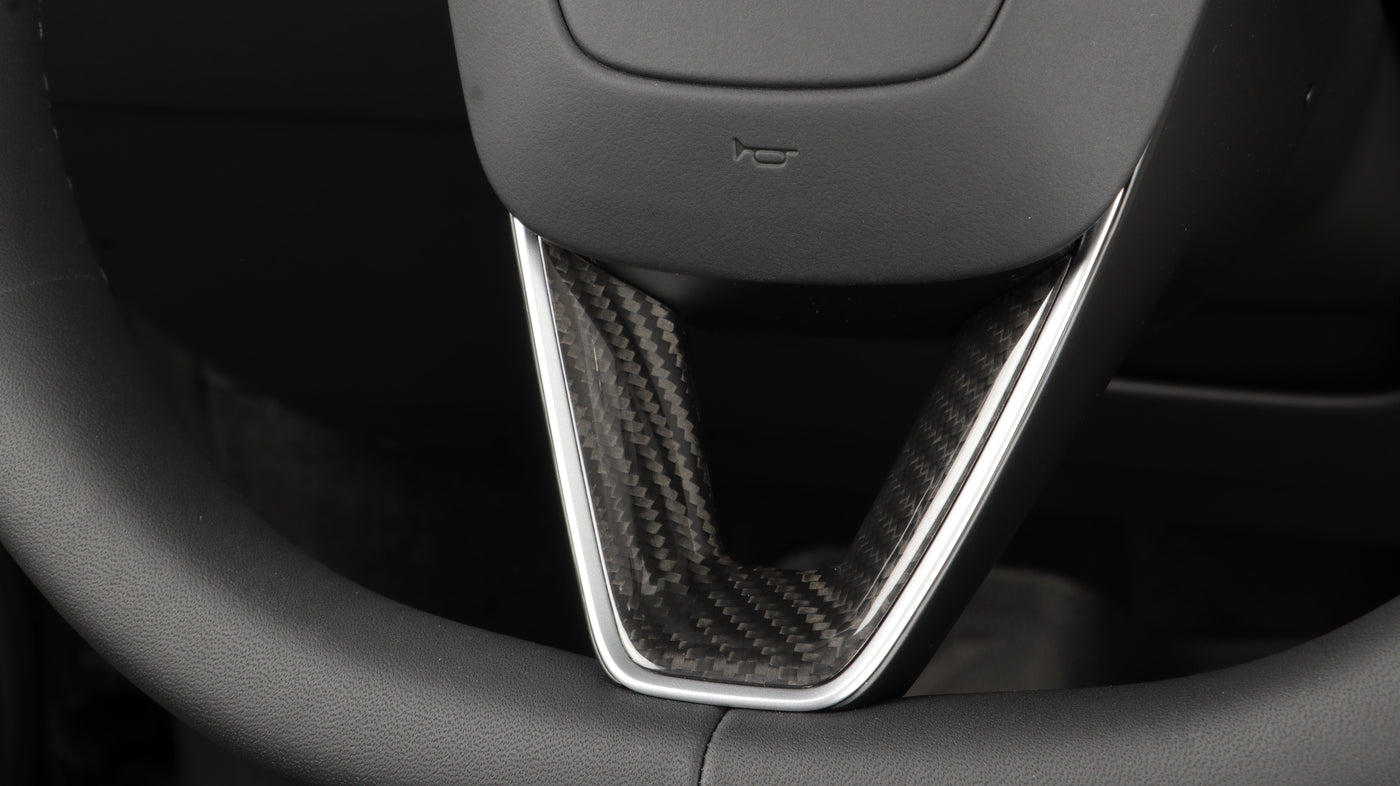 Dry Gloss Carbon Fiber Steering Wheel Inlay for Tesla Model 3 2024 Highland - PimpMyEV