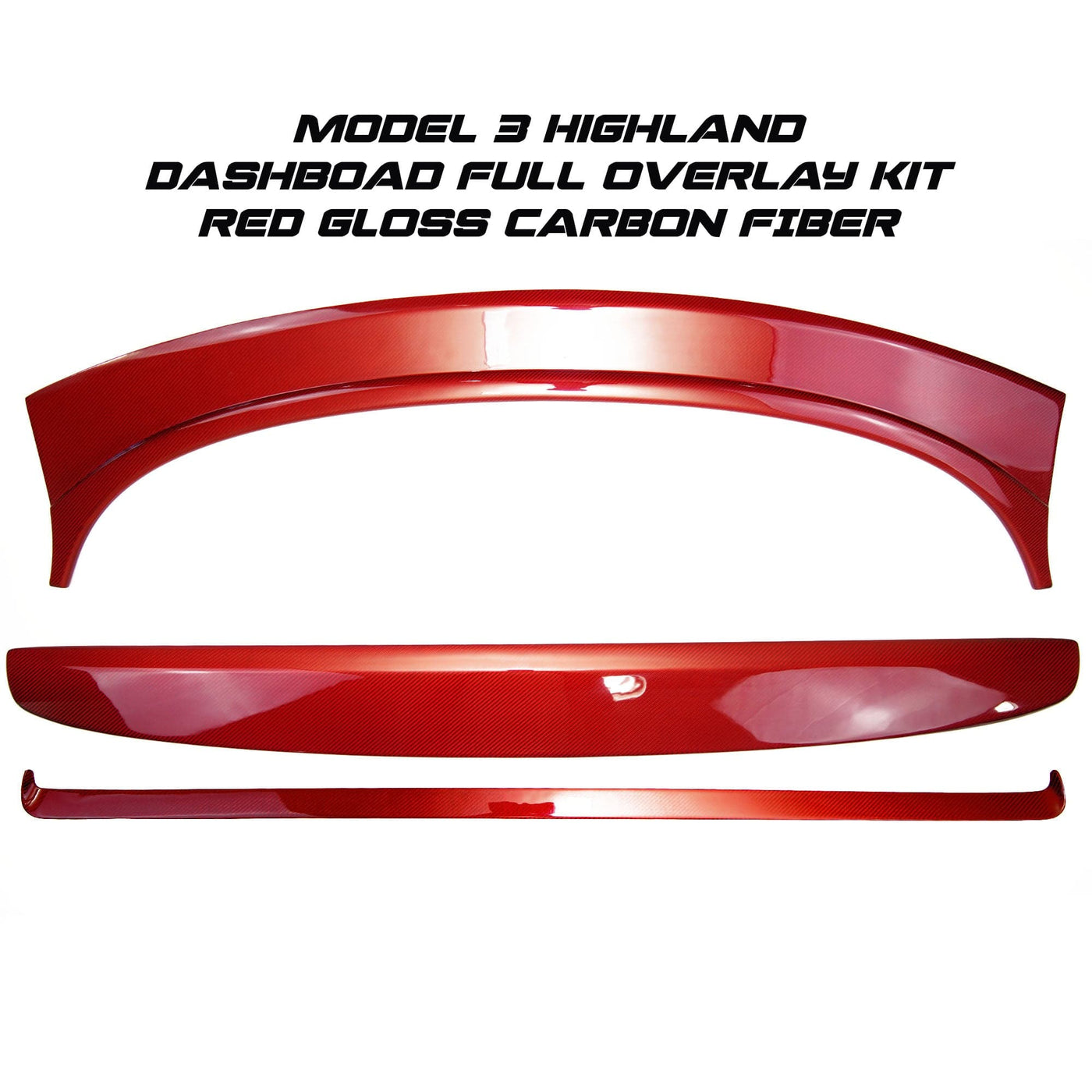 Real Molded RED Carbon Fiber Dashboard Air Vent Overlay Kit For Tesla Model 3 2023-2024 Highland