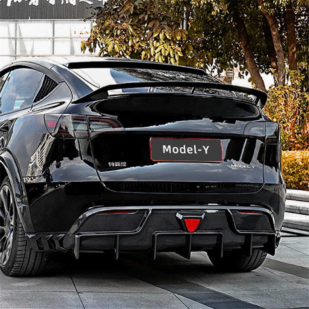 Real Molded Gloss Carbon Fiber Roof Spoiler Tesla Model Y 2020-2025 ...