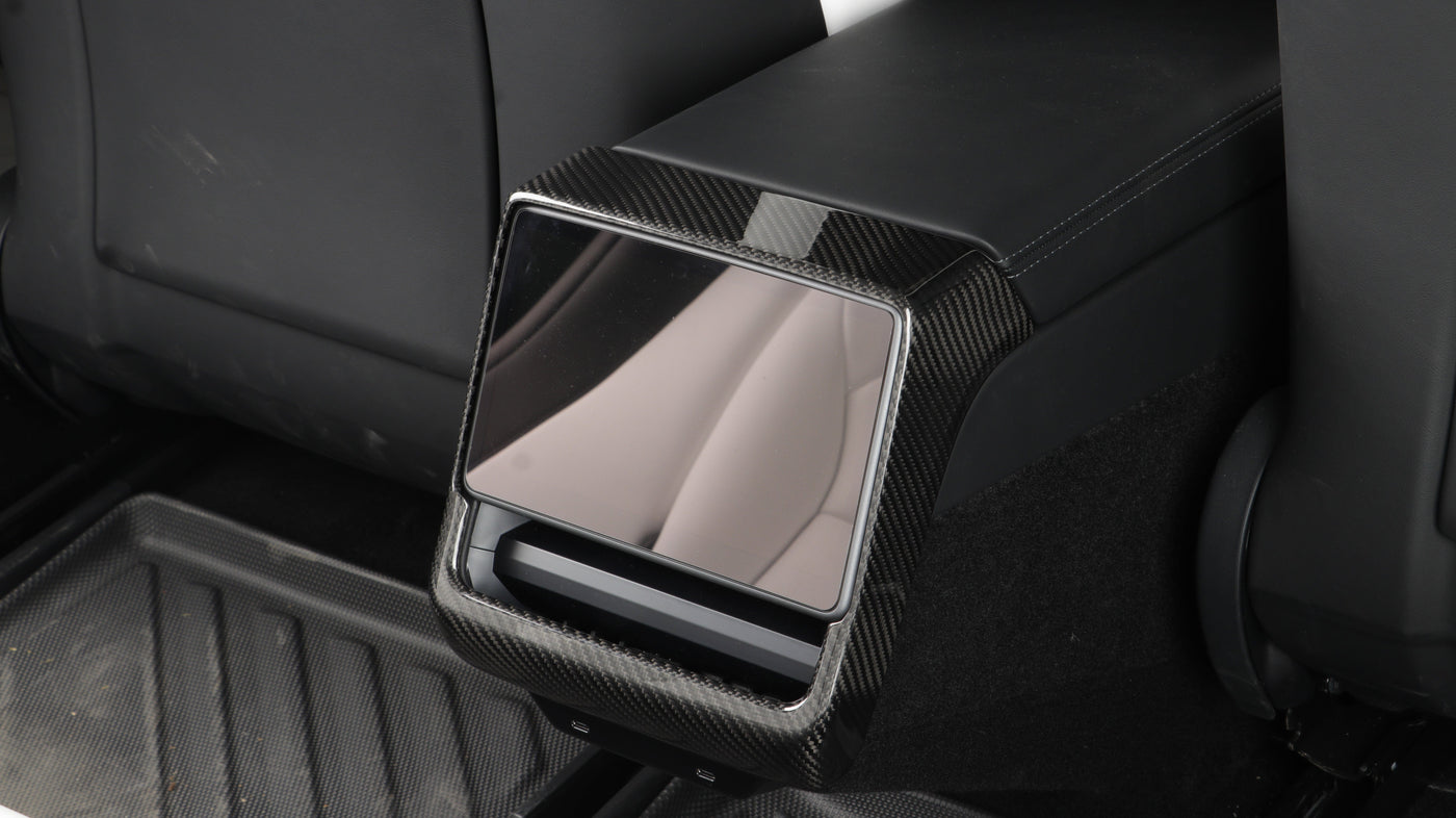 Genuine Gloss Carbon Fiber Rear AC Screen Vent Cover Tesla Model 3 2024 Highland - PimpMyEV