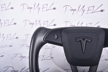 In Stock Full Matte Carbon Fiber YOKE Steering Wheel For Tesla Model 3 Highland 2023 - 2025 - PimpMyEV