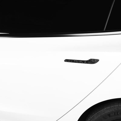 Real Gloss Forged Carbon Fiber Door Handle Overlay Covers 4Pcs for Tesla Model 3 2023-2024 Highland - PimpMyEV