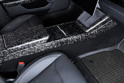 Real Molded Forged Carbon Fiber Armrest Overlay Cover For Tesla Model 3 2023-2024 - PimpMyEV