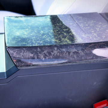Real Molded Forged Carbon Fiber Armrest & Rear Screen Overlay Cover For Tesla Cybertruck 2024 - 2025 - PimpMyEV