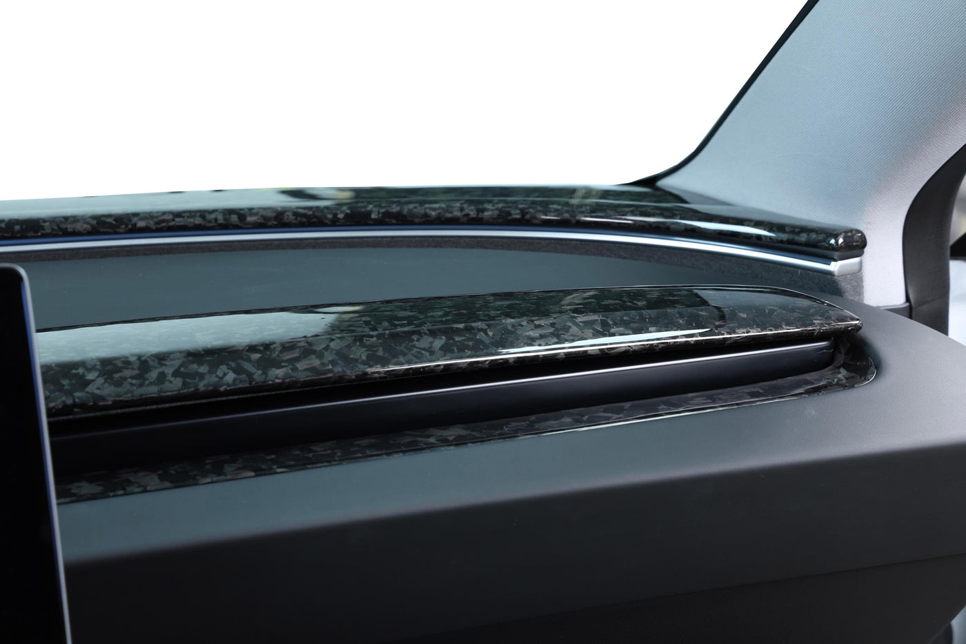 Real Molded Forged Carbon Fiber Dashboard Air Vent Bottom Overlay For Tesla Model 3 2023-2024 Highland - PimpMyEV