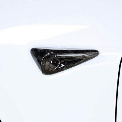 Real Molded Forged Carbon Fiber Side Marker Turn Signal Camera Overlay Covers New V3 for Tesla Model 3 2023-2024 Highland - PimpMyEV