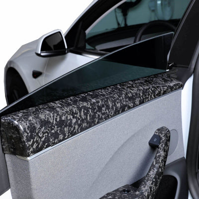 Real Molded Forged Carbon Fiber Upper Door Panel Overlay Covers 4Pcs for Tesla Model 3 2023-2024 Highland - PimpMyEV
