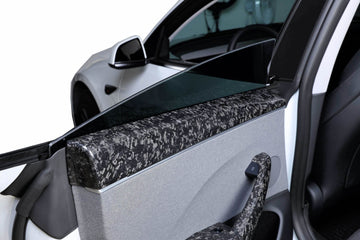 Real Molded Forged Carbon Fiber Upper Door Panel Overlay Covers 4Pcs for Tesla Model 3 2023-2024 Highland - PimpMyEV