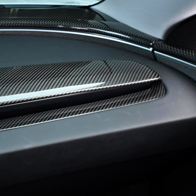 Real Molded Gloss Carbon Fiber Dashboard Air Vent Bottom Overlay For Tesla Model 3 2023-2024 Highland - PimpMyEV