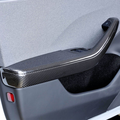 Real Molded Gloss Carbon Fiber Door Armrest Panel Overlay Covers 4Pcs for Tesla Model 3 2023-2024 Highland - PimpMyEV