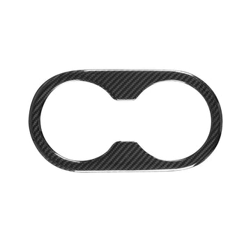 Real Molded Gloss Carbon Fiber Rear Cup Holder Cover for Tesla Model Y Juniper 2025-2026