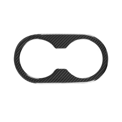 Real Molded Gloss Carbon Fiber Rear Cup Holder Cover for Tesla Model Y Juniper 2025-2026