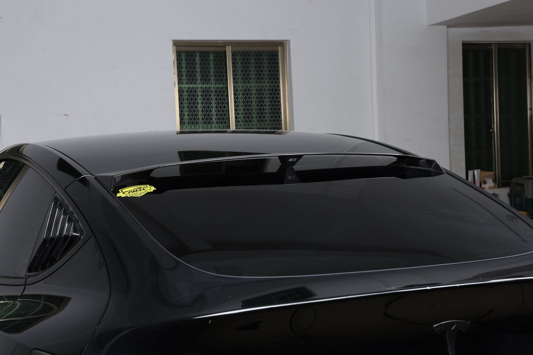 Real Molded Gloss Carbon Fiber Rear Roof Spoiler Wing For Tesla Model ...