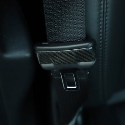 Real Molded Gloss Carbon Fiber Seat Belt Buckle For Tesla Model Y Juniper 2025-2026