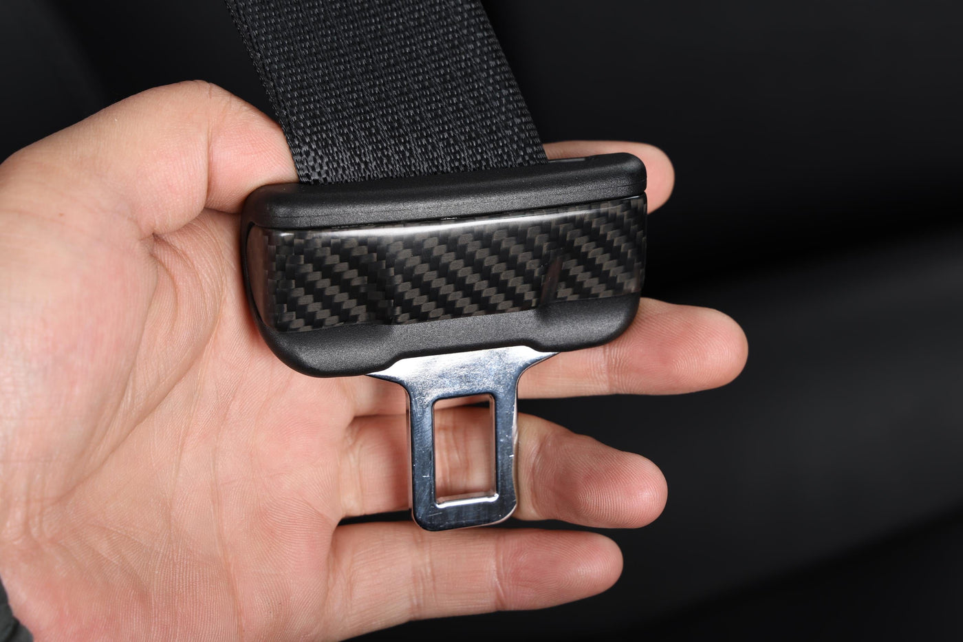 Real Molded Gloss Carbon Fiber Seat Belt Buckle For Tesla Model Y Juniper 2025-2026