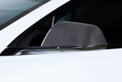 Real Molded Gloss Carbon Fiber Side Mirror Overlay Covers for Tesla Model 3 2023-2024 Highland - PimpMyEV