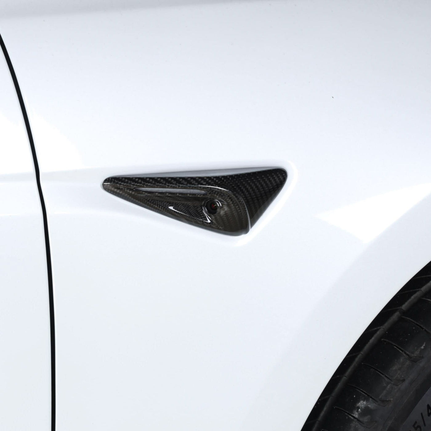 Real Molded Gloss Carbon Fiber Turn Signal Side Marker Overlay Camera Covers HW4 for Tesla Model 3 Highland 2024-2025