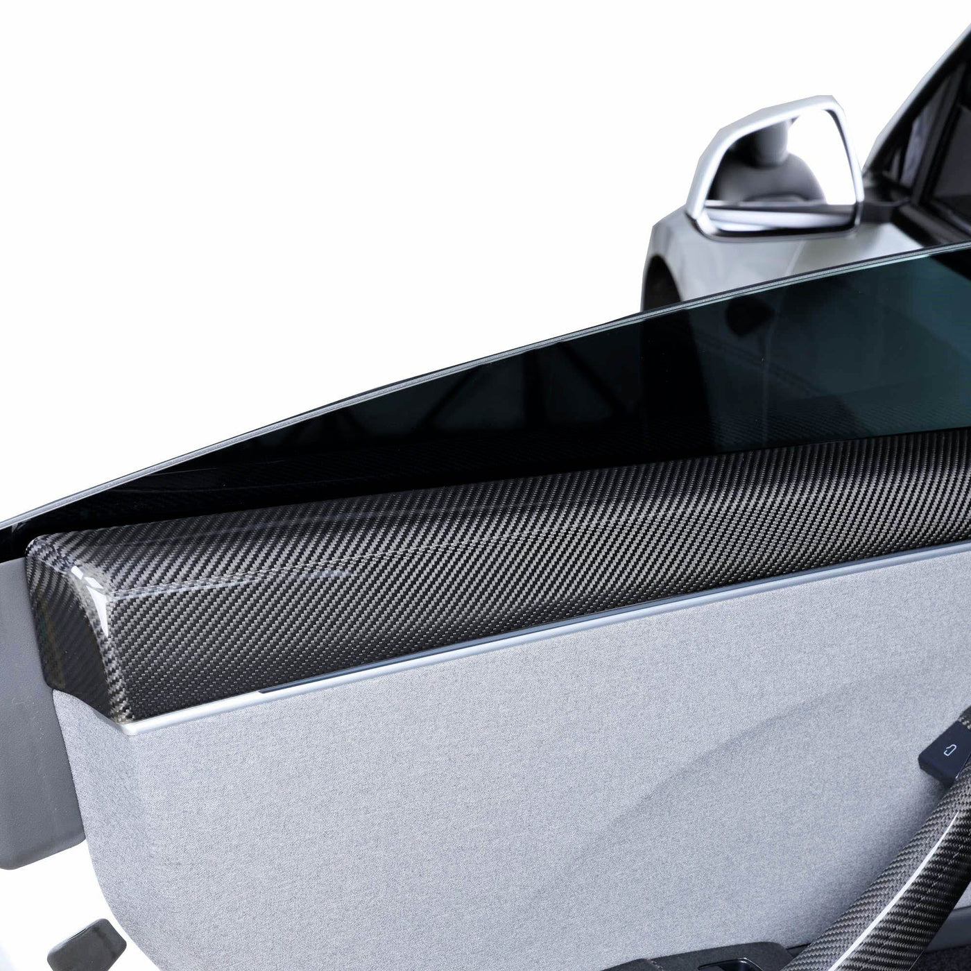 Real Molded Gloss Carbon Fiber Upper Door Panel Overlay Covers 4Pcs for Tesla Model 3 2023-2024 Highland - PimpMyEV