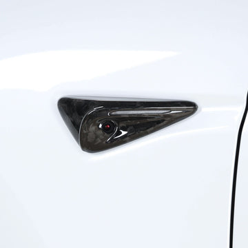 Real Molded Gloss Forged Carbon Fiber Turn Signal Side Marker Overlay Camera Covers HW4 for Tesla Model 3 Highland 2024-2025