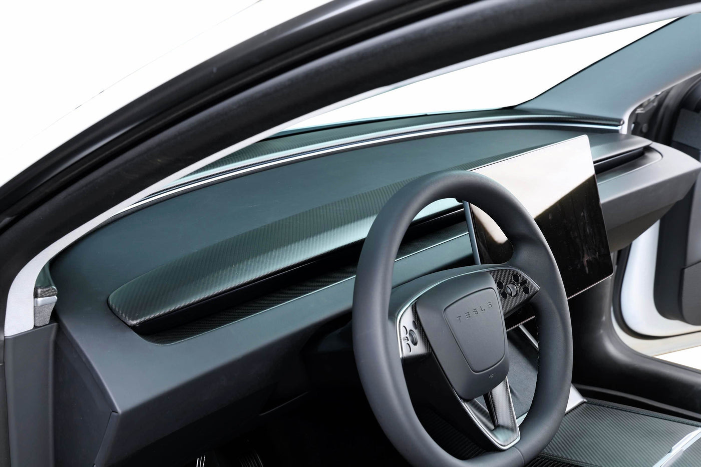 Real Molded Matte Carbon Fiber Dashboard Air Vent Overlay Kit For Tesla Model 3 2023-2024 Highland - PimpMyEV
