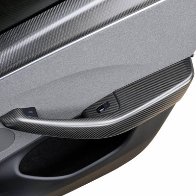 Real Molded Matte Carbon Fiber Door Armrest Panel Overlay Covers 4Pcs for Tesla Model 3 2023-2024 Highland - PimpMyEV