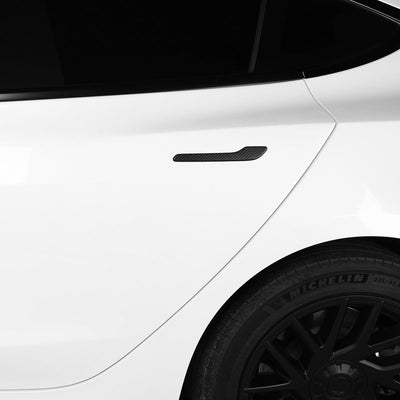 Real Molded Matte Carbon Fiber Door Handle Overlay Covers 4Pcs for Tesla Model 3 2023-2024 Highland - PimpMyEV