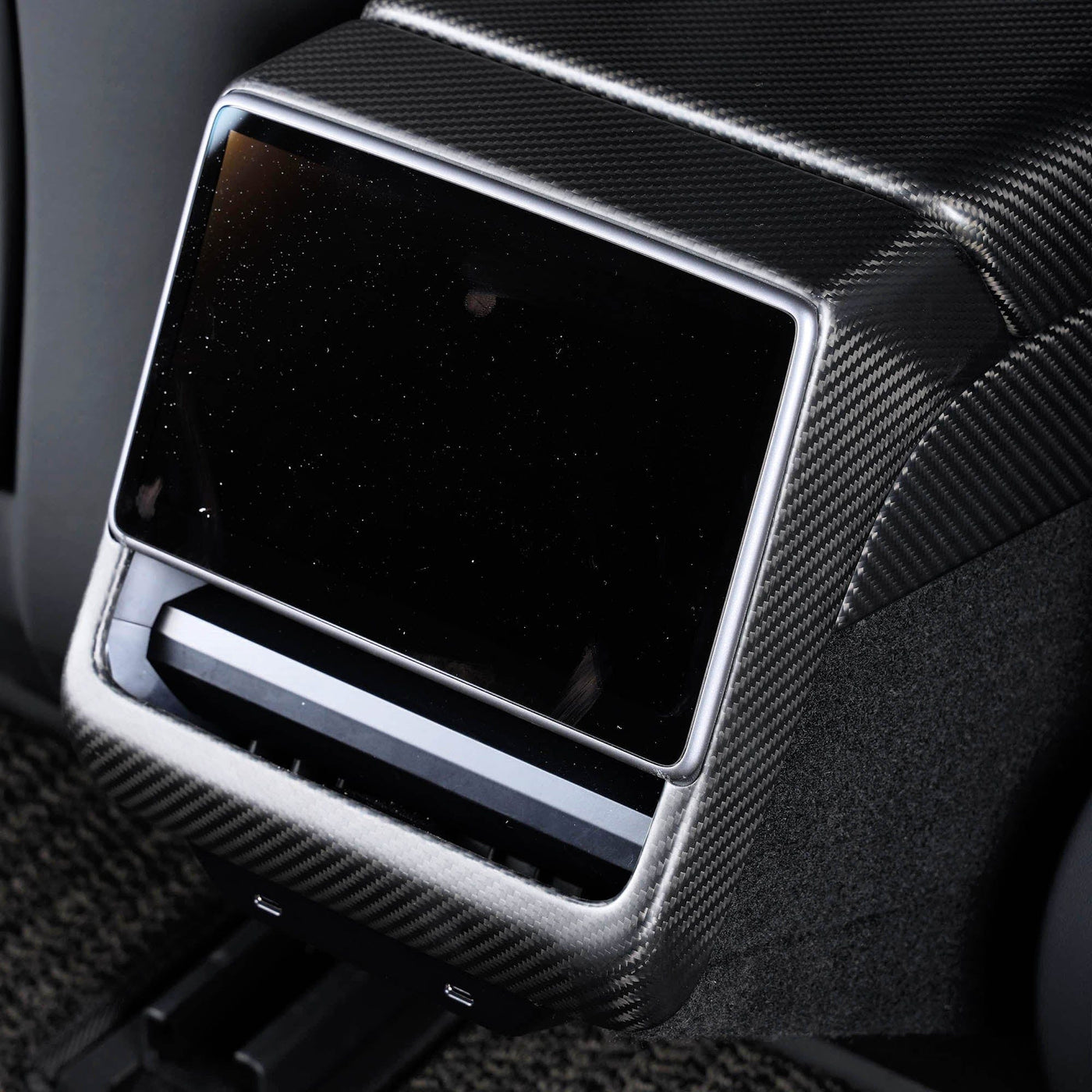 Real Molded Matte Carbon Fiber Rear AC Screen Display Overlay Cover For Tesla Model 3 2023-2024 Highland - PimpMyEV