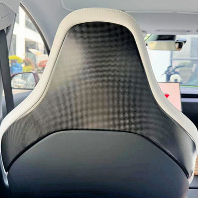 Real Molded Matte Carbon Fiber Seat Back Top Overlays for Tesla Model 3 Performance 2024+ Highland