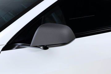 Real Molded Matte Carbon Fiber Side Mirror Overlay Covers for Tesla Model 3 2023-2024 Highland - PimpMyEV