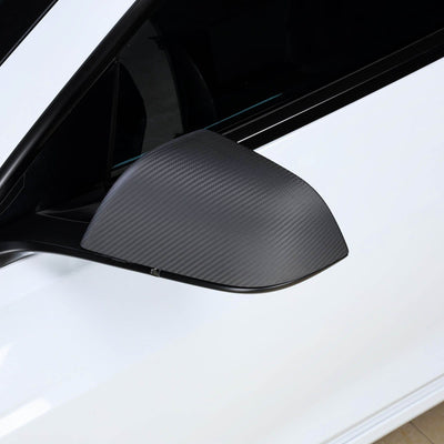 Real Molded Matte Carbon Fiber Side Mirror Overlay Covers for Tesla Model 3 2023-2024 Highland - PimpMyEV