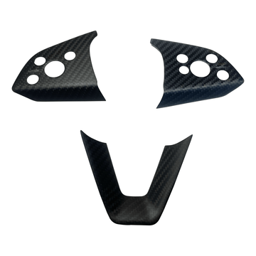Real Molded Matte Carbon Fiber Steering Wheel Overlays 3Pcs for Tesla Model 3 2023-2024 Highland - PimpMyEV