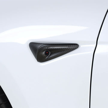 Real Molded Matte Carbon Fiber Turn Signal Side Marker Overlay Camera Covers HW4 for Tesla Model 3 Highland 2024-2025