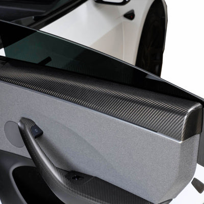 Real Molded Matte Carbon Fiber Upper Door Panel Overlay Covers 4Pcs for Tesla Model 3 2023-2024 Highland - PimpMyEV